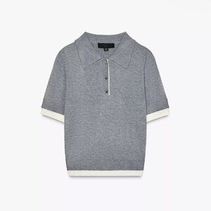 COMBINED KNIT POLO TOP LIGHT GRAY